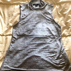 Metallic high neck sleeveless blouse worn 3x